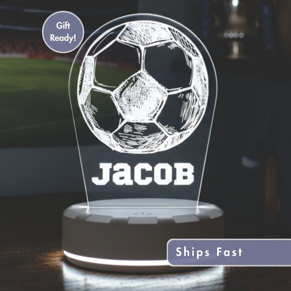 Personalized Soccer LED Lamp – Fun Night Light for Players - Picture 1 of 8